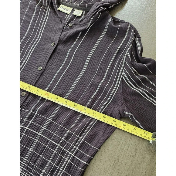 Chico’s Black Geometric Striped Hoodie Button Up Top Blouse Size 1  Or 8 US - Picture 6 of 9
